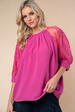 Load image into Gallery viewer, White Birch Round Neck Lace Half Sleeve Blouse
