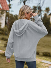 Load image into Gallery viewer, Zip Up Drawstring Long Sleeve Hooded Jacket