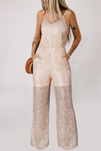 Load image into Gallery viewer, Sequin Spaghetti Strap Wide Leg Jumpsuit