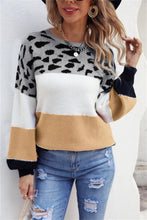 Load image into Gallery viewer, Color Block Round Neck Lantern Sleeve Sweater