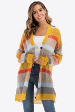 Load image into Gallery viewer, Color Block Openwork Long Sleeve Cardigan