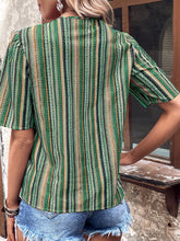Load image into Gallery viewer, Printed V-Neck Button-Up Short Sleeve Top