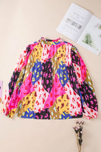 Load image into Gallery viewer, Printed Notched Long Sleeve Blouse