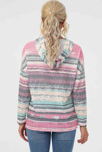 Load image into Gallery viewer, Striped Drawstring Long Sleeve Hoodie