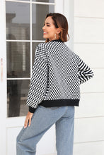 Load image into Gallery viewer, Button-Down Stripe &amp; Plaid Contrast Pattern Cardigan