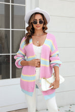 Load image into Gallery viewer, Color Block Ribbed Dropped Shoulder Open Front Cardigan