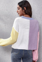 Load image into Gallery viewer, Color Block Ribbed Long Sleeve Cardigan