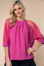 Load image into Gallery viewer, White Birch Round Neck Lace Half Sleeve Blouse