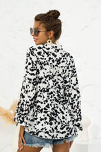 Load image into Gallery viewer, Printed Flare Sleeve Tie Neck Ruffle Trim Blouse