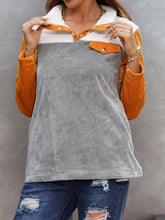Load image into Gallery viewer, Color Block Collared Sweatshirt with Pockets