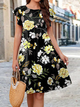 Load image into Gallery viewer, Printed Round Neck Tiered Dress