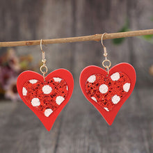 Load image into Gallery viewer, Sequin Heart Leather Drop Earrings