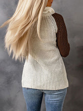 Load image into Gallery viewer, Contrast Decorative Button Turtleneck Sweater