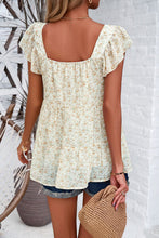 Load image into Gallery viewer, Printed Square Neck Cap Sleeve Blouse