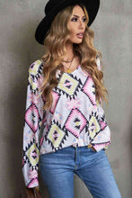 Load image into Gallery viewer, Geometric V-Neck Long Sleeve T-Shirt