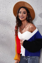 Load image into Gallery viewer, Color Block Ribbed Long Sleeve Cardigan