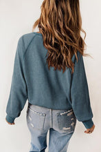 Load image into Gallery viewer, Half Button Round Neck Long Sleeve Sweatshirt