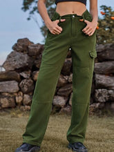 Load image into Gallery viewer, High Waist Cargo Straight Jeans