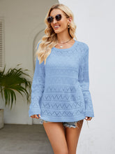 Load image into Gallery viewer, Round Neck Openwork Long Sleeve Knit Top