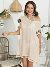 Load image into Gallery viewer, Tassel Boat Neck Flutter Sleeve Cover Up