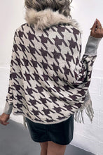 Load image into Gallery viewer, Houndstooth Fringe Hem Poncho
