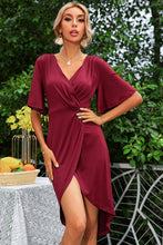 Load image into Gallery viewer, Flare Sleeve Surplice Tulip Hem Dress