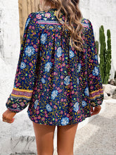 Load image into Gallery viewer, Printed Tie Neck Long Sleeve Blouse