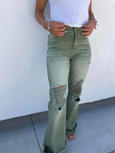 Load image into Gallery viewer, PREORDER: Blakeley Distressed Jeans In Olive and Camel