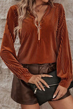 Load image into Gallery viewer, Ribbed Zip Up Long Sleeve T-Shirt