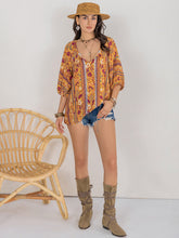 Load image into Gallery viewer, Printed Tie Neck Blouse