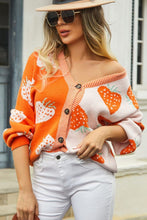 Load image into Gallery viewer, Printed V-Neck Button-Down Long Sleeve Cardigan