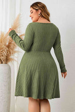 Load image into Gallery viewer, Plus Size Sweetheart Neck Long Sleeve Ribbed Dress