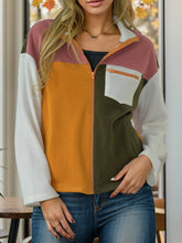 Load image into Gallery viewer, Color Block Zip-Up Long Sleeve Jacket