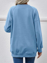 Load image into Gallery viewer, Round Neck Drop Shoulder Long Sleeve Sweatshirt