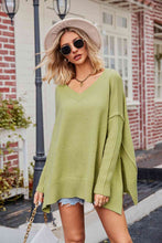 Load image into Gallery viewer, V-Neck Slit Exposed Seam Sweater