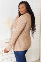 Load image into Gallery viewer, Double Take Notched Neck Ribbed Long Sleeve T-Shirt