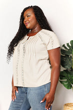 Load image into Gallery viewer, Double Take Crochet Buttoned Short Sleeves Top