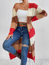 Load image into Gallery viewer, Color Block Open Front Longline Cardigan