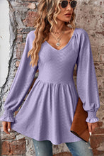 Load image into Gallery viewer, Peplum V-Neck Long Sleeve Blouse