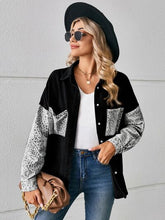 Load image into Gallery viewer, Leopard Button Up Denim Jacket