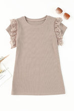 Load image into Gallery viewer, Lace Detail Round Neck Cap Sleeve T-Shirt
