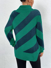 Load image into Gallery viewer, Striped Turtleneck Dropped Shoulder Sweater