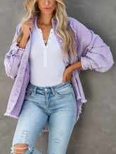 Load image into Gallery viewer, Button Down Raw Hem Denim Jacket