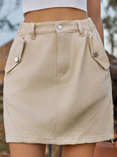 Load image into Gallery viewer, Pocketed Buttoned Mini Denim Skirt