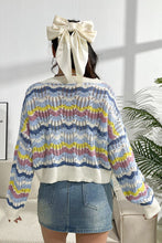 Load image into Gallery viewer, Striped Openwork Dropped Shoulder Sweater