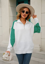 Load image into Gallery viewer, Two-Tone Collared Neck Dropped Shoulder Knit Top