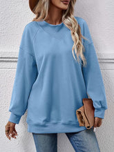 Load image into Gallery viewer, Round Neck Drop Shoulder Long Sleeve Sweatshirt