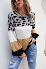 Load image into Gallery viewer, Color Block Round Neck Lantern Sleeve Sweater