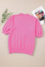 Load image into Gallery viewer, Flower Mock Neck Short Sleeve Sweater