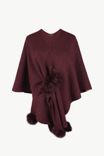 Load image into Gallery viewer, Surplice Neck Pom-Pom Trim Poncho